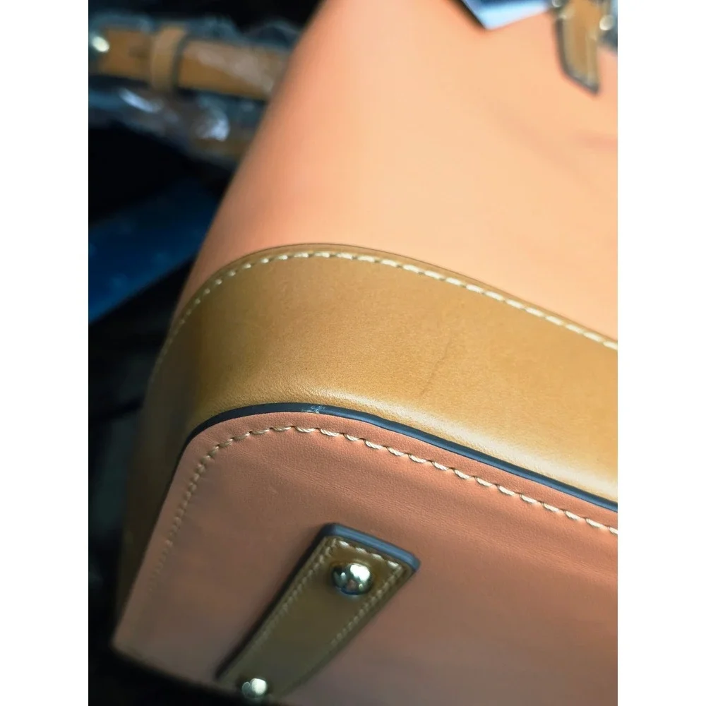 Dooney & Bourke Perry Satchel Large Apricot Wexford Leather Crossbody Bag New